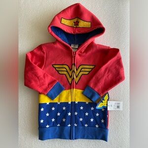 DC Wonder Woman Toddler Girl's Full Zip Hooded Jacket Size 3T Fleece Lined